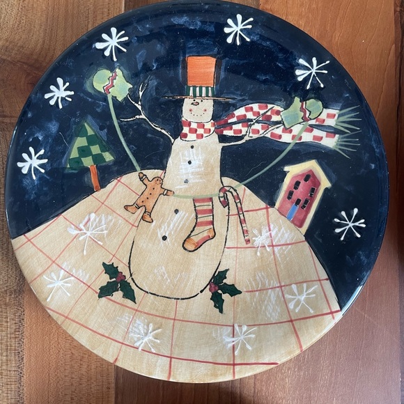 Vintage Susan Winget for Certified International 8.5" "Folk Snowman" Plates - Picture 3 of 7